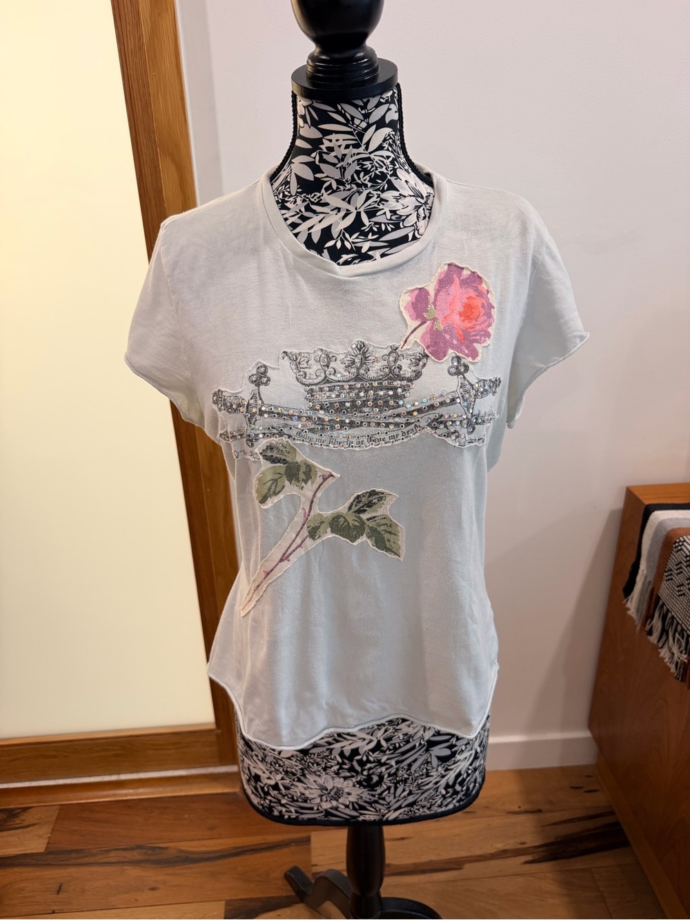 Johnny Was For Love & Liberty Rhinestone Crown Rose Graphic Tee